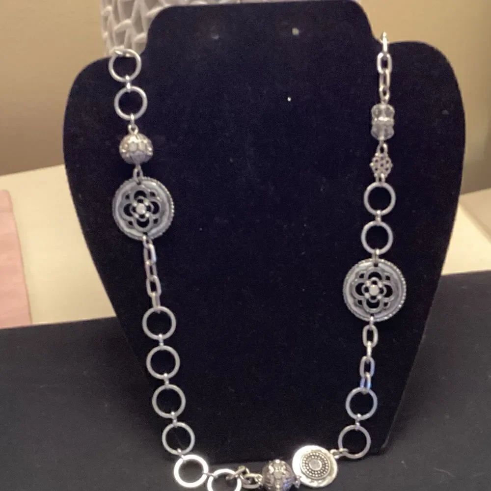 Chico’s Brand Silvertone Medallion Necklace